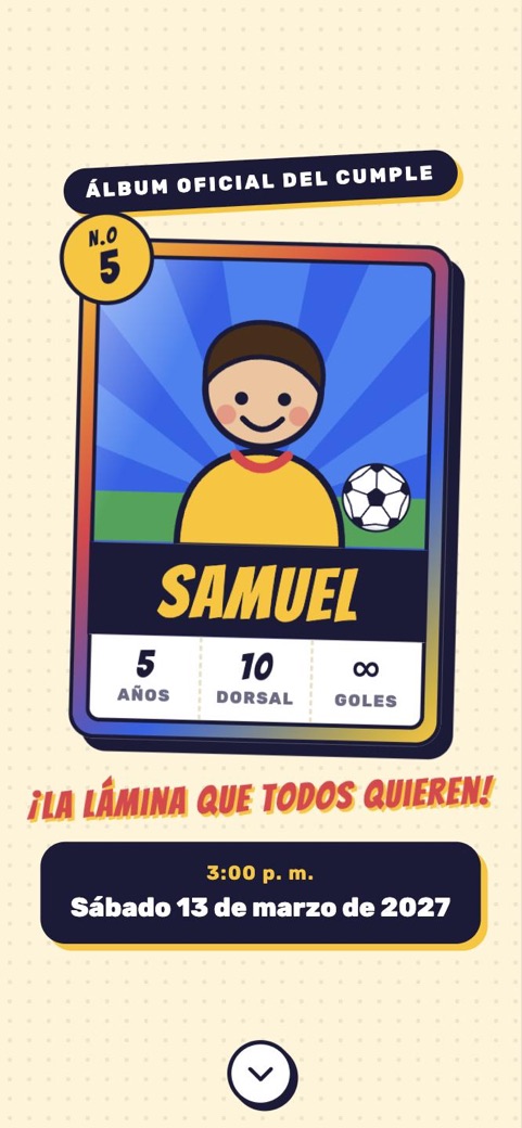 Portada de la invitación Álbum de láminas