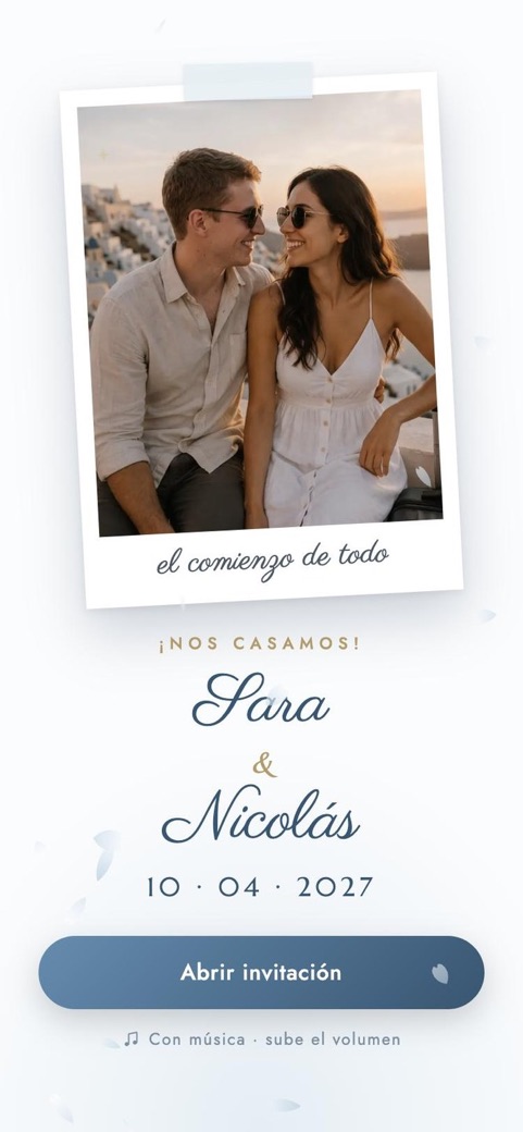 Portada de la invitación de matrimonio Brisa