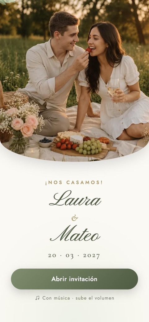 Portada de la invitación de matrimonio Jardín