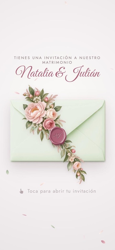 Portada de la invitación de matrimonio Peonías
